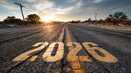 long road leading into the distance with the bold number 2026 New Year