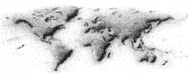 World map composed of tiny specks
