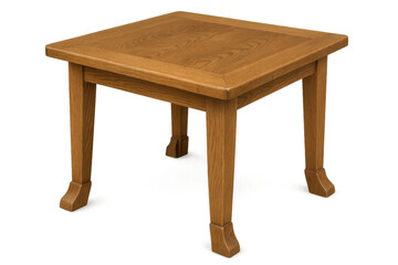Fototapeta premium Square wooden side table for home interior design. Traditional oak furniture piece with clean lines