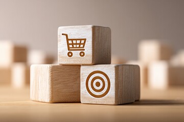 Wooden blocks with shopping cart and target icons (1)