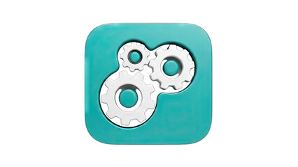 Gear Icon in Teal Square: Technology Concept