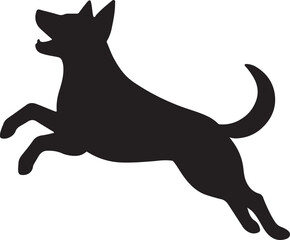 A silhouette of a playful dog leaping with energy and excitement © Razuwana