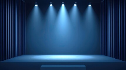 Professional Corporate Stage with Blue Spotlight Background