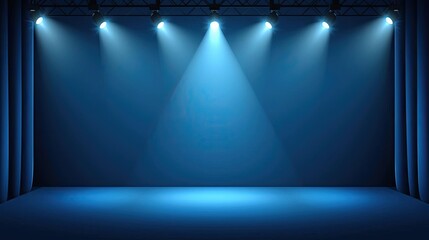 Professional Corporate Stage with Blue Spotlight Background