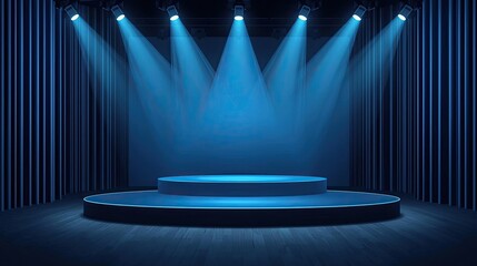 Professional Corporate Stage with Blue Spotlight Background