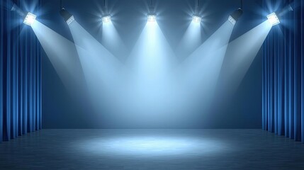 Professional Corporate Stage with Blue Spotlight Background