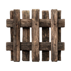 Rustic wooden fence made of weathered planks and posts, held by nails