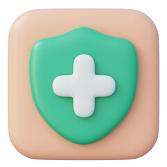 Obraz premium 3d protective shield plus icon with medical cross healthcare protection and risk prevention