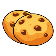 sweet chocolate cookies snack food biscuit flat color vector illustration template design