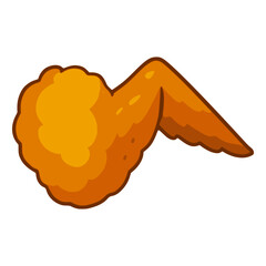 fried crispy chicken wing food flat color vector illustration template design