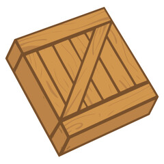 wooden crate packaging flat color vector illustration template design