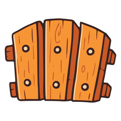 wooden fence gate security safety flat color vector illustration template design