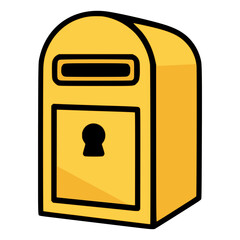 yellow mail box letter mail flat color vector illustration template design