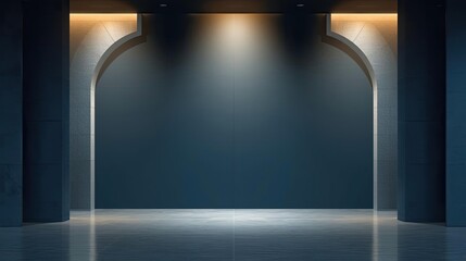 Luxury Blue Corporate Stage with Spotlight and Staircase