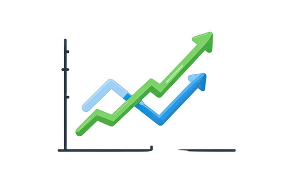 Abstract graph with two upward trending lines on black background - Powered by Adobe