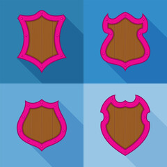 Collection of pink shields with shadows