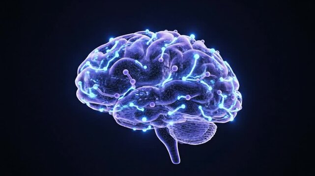 Glowing digital representation of the human brain symbolizes artificial intelligence and advanced neurological science concepts