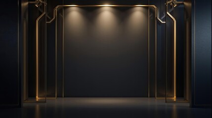 Luxury Dark Stage Background with Gold Architectural Frame
