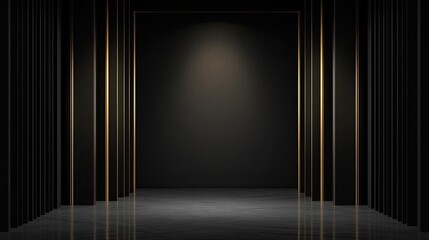 Luxury Dark Stage Background with Gold Architectural Frame