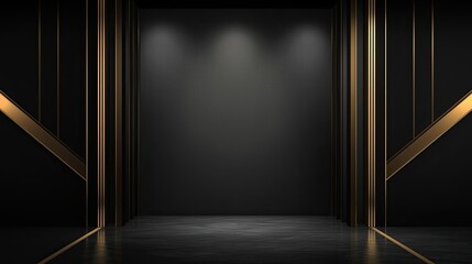 Luxury Dark Stage Background with Gold Architectural Frame