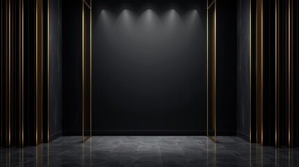 Luxury Dark Stage Background with Gold Architectural Frame