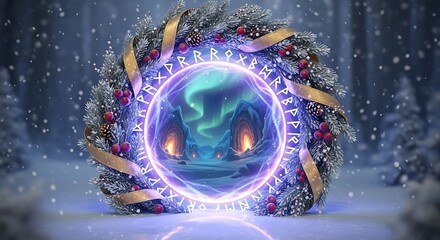 Enchanting Winter Portal - A Festive Journey Through Snowy Realms.