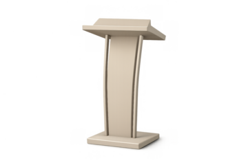 Beige podium ready for public speaking, conference presentation, lecture, or business debate, transparent background