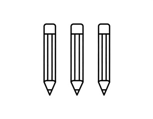 Simple black outline drawing of three pencils in a vertical orientation