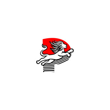 Powerful jumping lion alphabe...