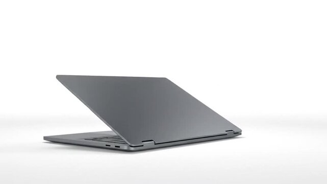 Sleek modern metallic laptop computer with vibrant abstract wallpaper displayed on a pure white background