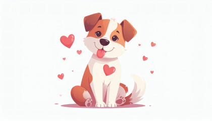 Obraz premium Cute pet love illustration celebrating Valentine affection