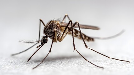 Close-up of a Mosquito on a White Surface.
