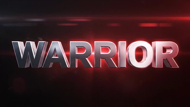 Dynamic cinematic sequence displaying the word warrior with glowing effects