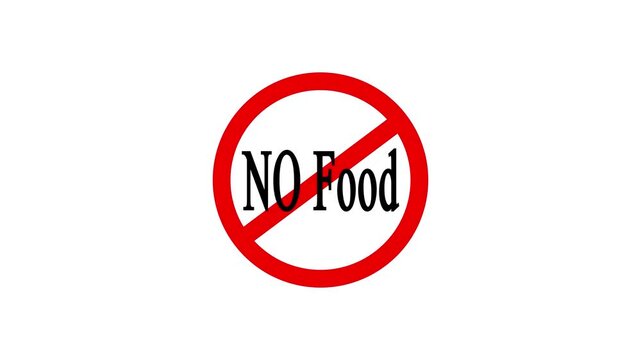 A video showcasing a no food sign on a white background