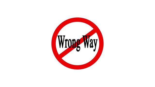 A video showcasing a wrong way sign on a white background for educational purposes