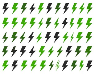 Repeated abstract lightning bolts in rows and columns on white background