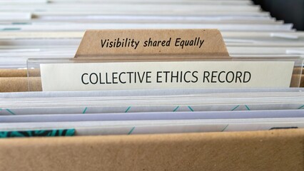 Detailed organizational filing system showcasing collective ethics record with clear tab labels for efficient access and management