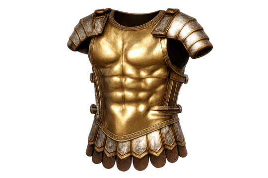 Golden muscle armor breastplate from ancient rome, representing strength, power, and historical protection for a warrior