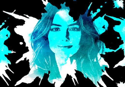 Black And Blue Ink Splash Photo Effect