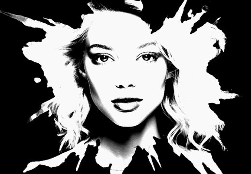 Black And White Ink Splash Photo Effect Portrait