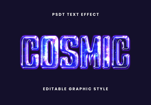 Purple And Blue Cosmic Galaxy Dust Text Effect Glossy 3D Bold Font
