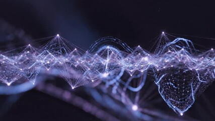 Abstract digital network visualization with glowing nodes representing complex data flow and connectivity in dark space - Powered by Adobe