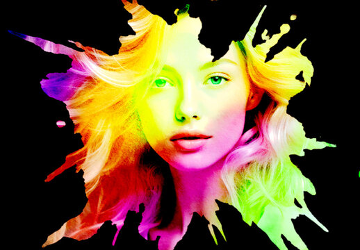 Black And Neon Ink Splash Photo Effect