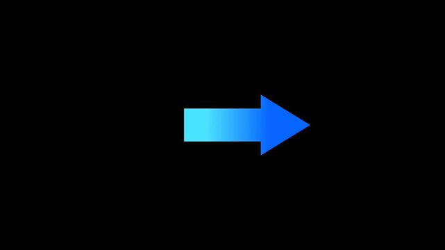 Animated blue gradient right arrow icon isolated on black background