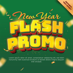 New Year Flash Promo Editable Text Effect with Golden Confetti