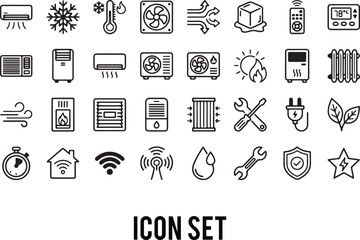Air Conditioning icon set. Cooling appliance and heating symbol. Vector illustration
