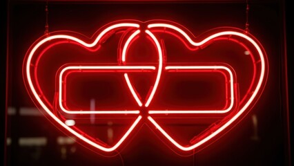 Neon Red Heart with Lock and Key Symbolizing Love and Security in Modern Design