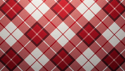 Intricate Red and White Woven Plaid Pattern Background