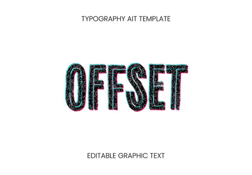 Black And Cyan Halftone Print Dot Text Effect Offset Glitch Font
