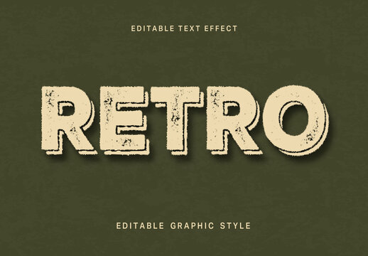 Beige Vintage Grunge Distressed Rough Text Effect 3D Retro Font